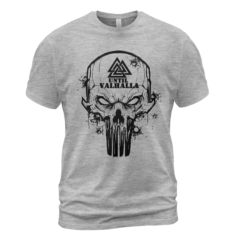 Theonederland - Viking T-shirt Until Valhalla Valknut Skull