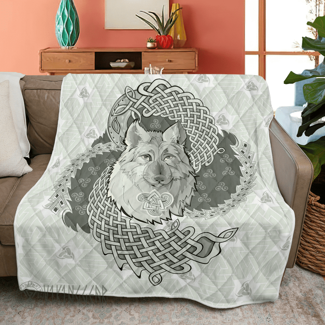 Theonederland - Viking Wolf in Valknut and Horns of Odin - Viking Quilt