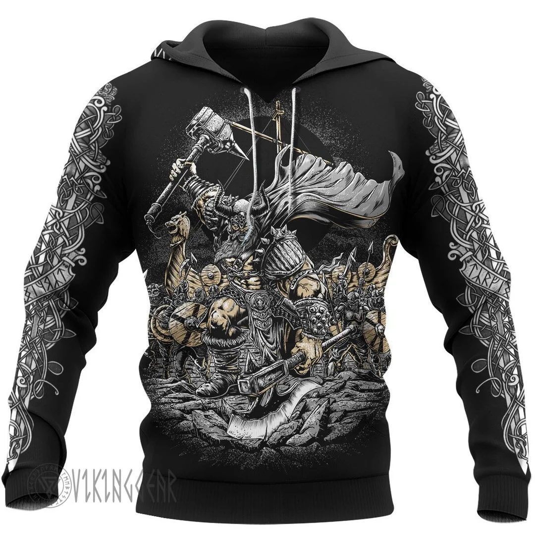 Theonederland - Warrior Hammer Vintage Art Viking Hoodie