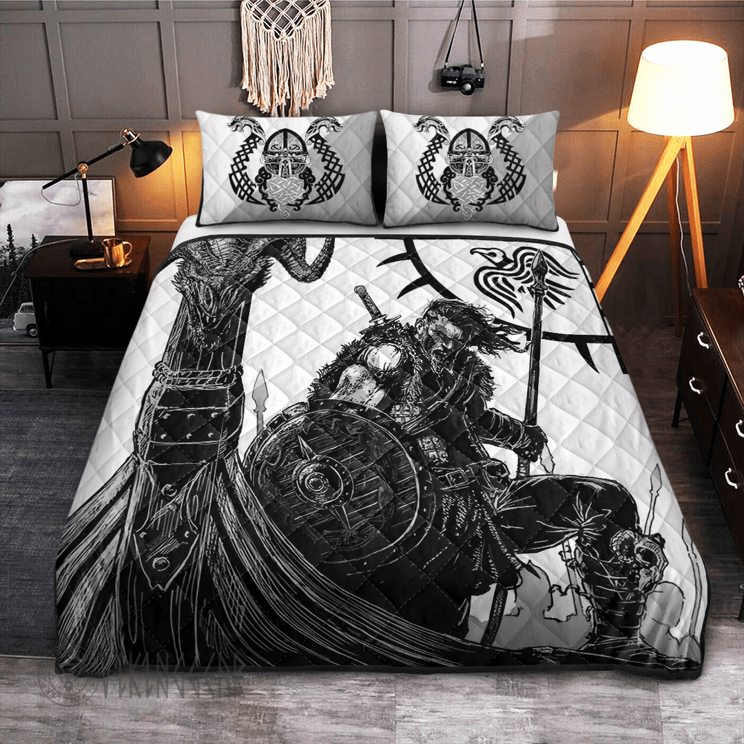 Theonederland - Warrior On Ship Viking Quilt Set
