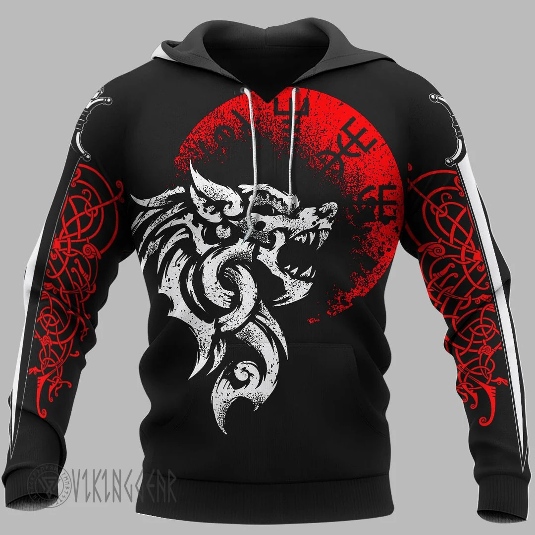 Theonederland - Wolf Norse Mythology Fenrir Vegvisir Viking Hoodie