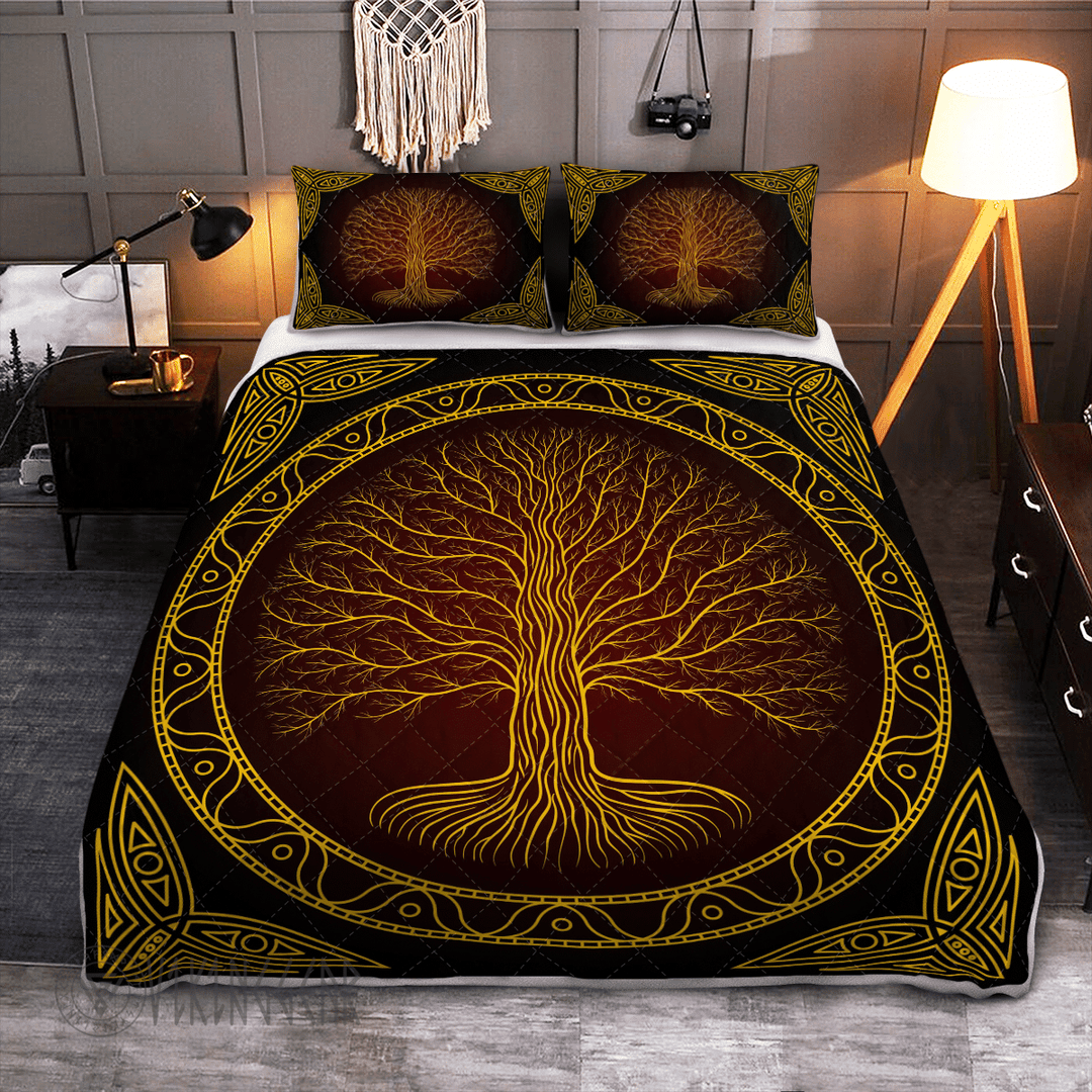 Theonederland - Yggdrasil tree at night Viking Quilt Set