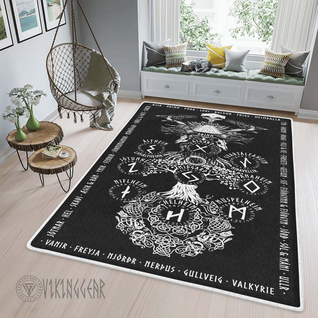 Theonederland - Yggdrasil Tree Of Life And Rune Viking Area Rug