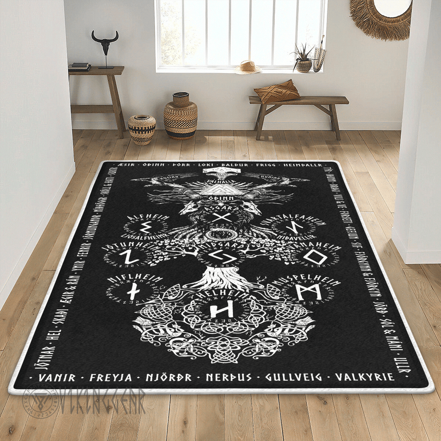 Theonederland - Yggdrasil Tree Of Life And Rune Viking Area Rug - Image 3