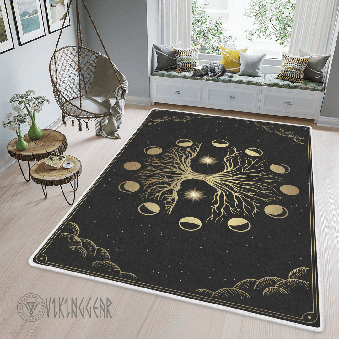 Theonederland - Yggdrasil Tree Of Life Gold Art Viking Area Rug