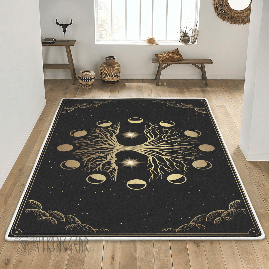 Theonederland - Yggdrasil Tree Of Life Gold Art Viking Area Rug - Image 3