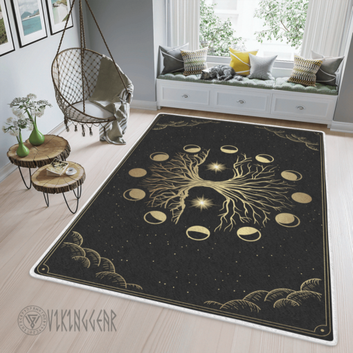 Theonederland - Yggdrasil Tree Of Life Gold Art Viking Area Rug - Image 6