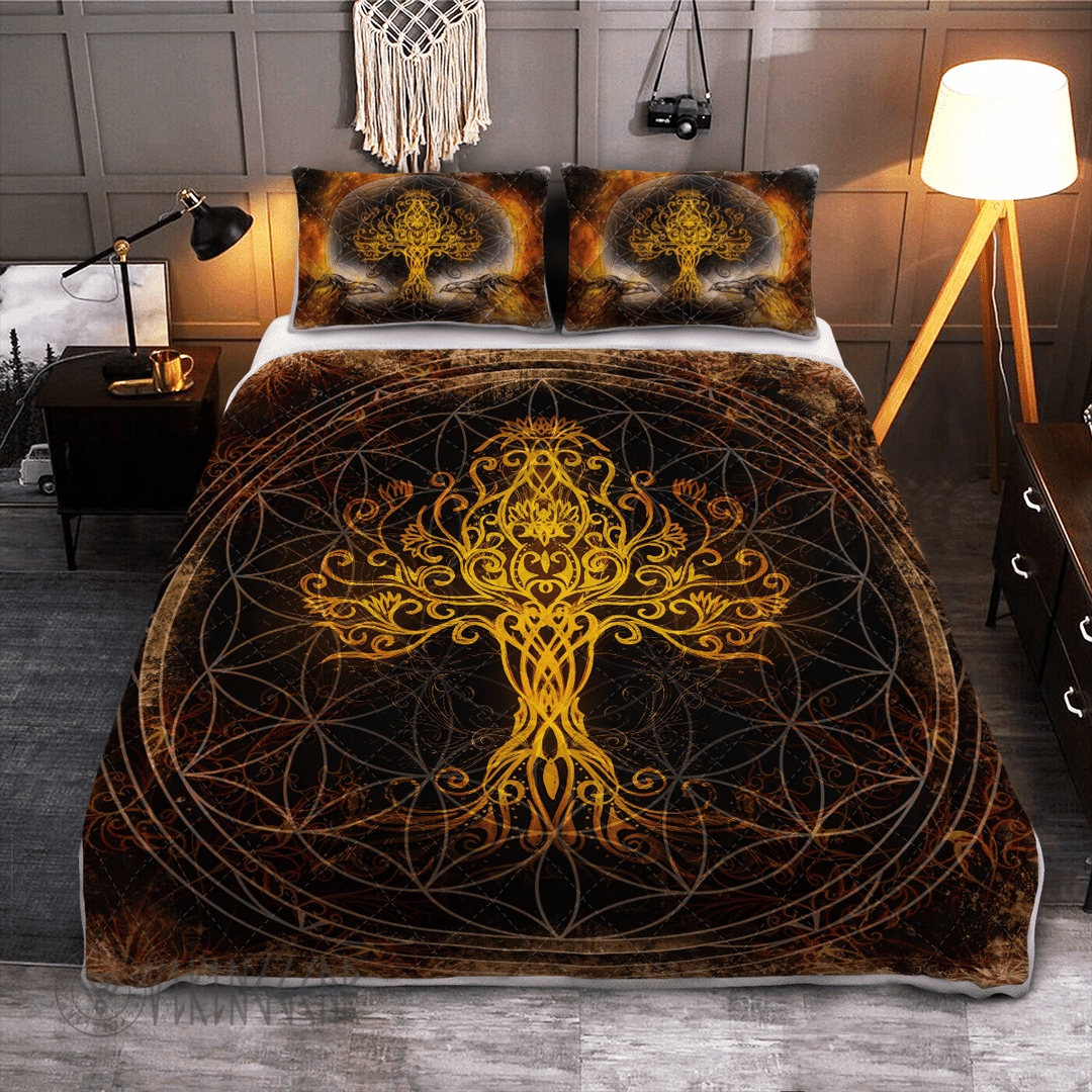 Theonederland - Yggdrasil Tree of Life in Norse Mythology Viking Quilt Set