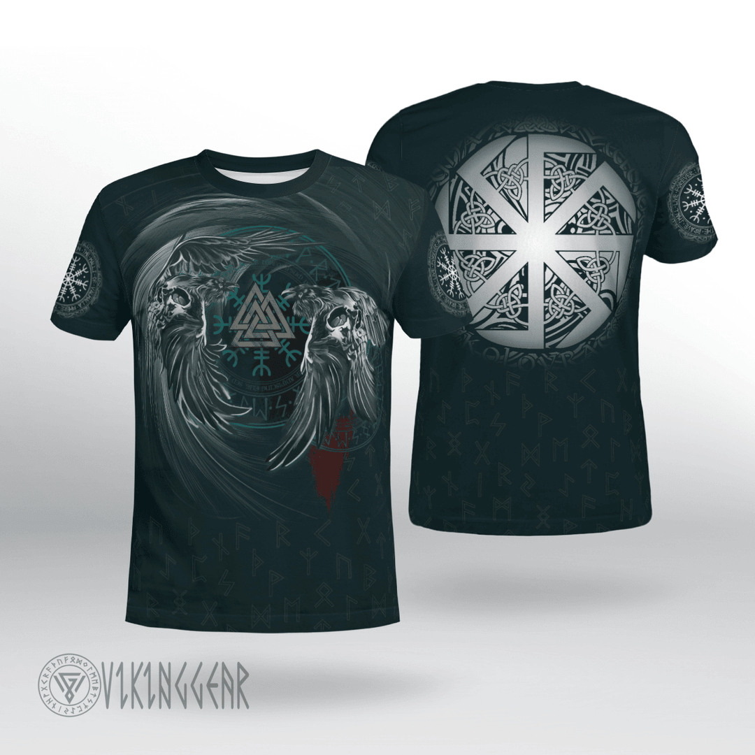 Theonederland - Yin Yang Raven Valknut Viking T-shirt