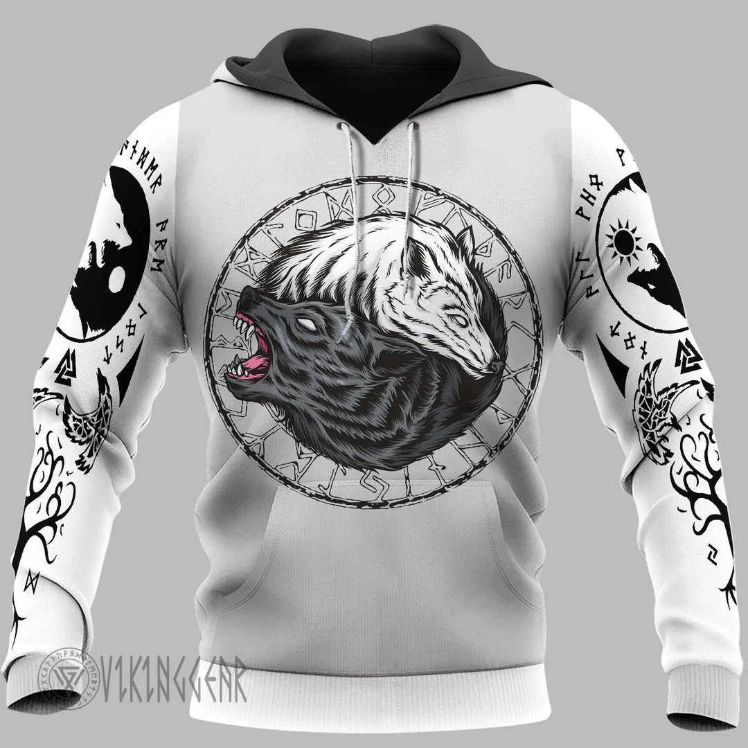 Theonederland - Yin Yang Wolf Fenrir Viking Hoodie