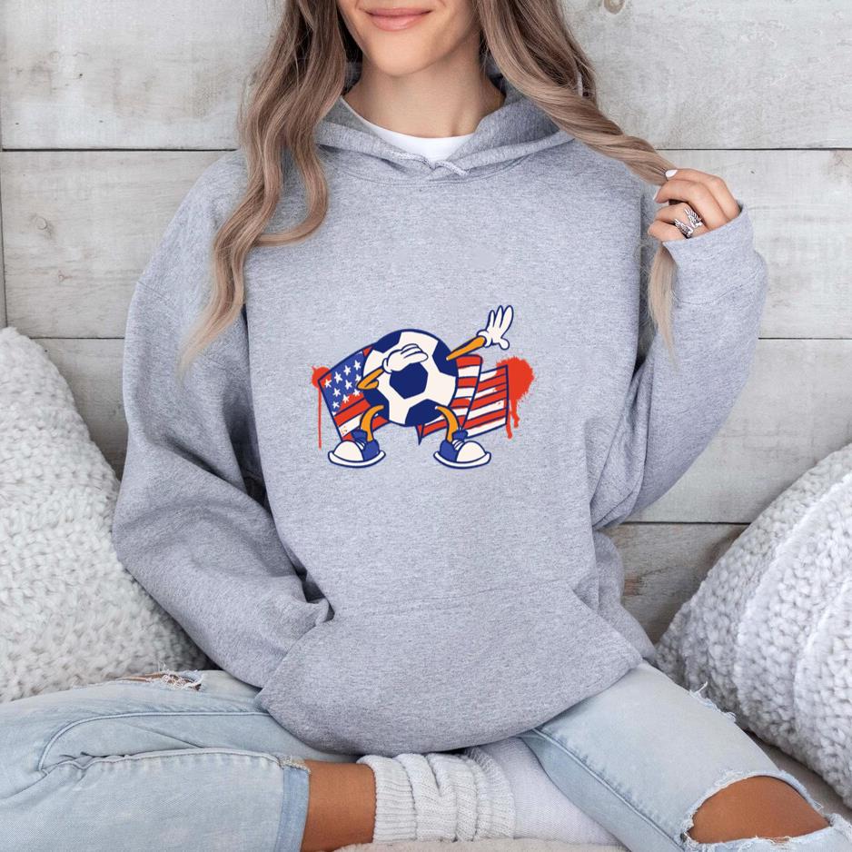 Usa Flag Soccer Ball Sport Character Hoodie